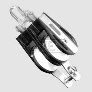 PEM 406X BLOK PODWÓJNY SZEREGOWY NIERDZEWNY A2 Z ZACZEPEM I SZEKLĄ ŁOŻYSKOWANY