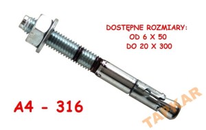 KOTWA 12X80 KWASOODPORNA A4 OPASKOWA NIERDZEWNA