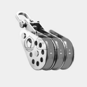 PEM 433M BLOK POTRÓJNY SZEREGOWY NIERDZEWNY A2 Z ROLKAMI MOSIĘŻNYMI I KRĘTLIKIEM BLOCZEK