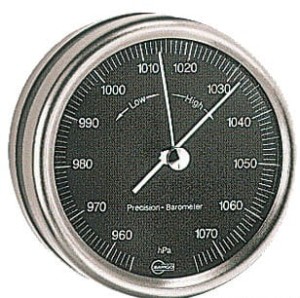 BAROMETR BARIGO ORION Z CHROMOWANEJ STALI INOX Z CZARNĄ TARCZĄ 2808230