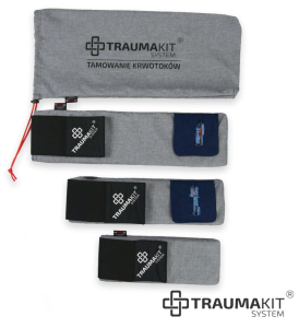 ZESTAW: Trenażer do zakładania opaski zaciskowej T3 (Train the Tourniquet) z raną - rozm. L+M+S w pokrowcu - TRAUMA KIT
