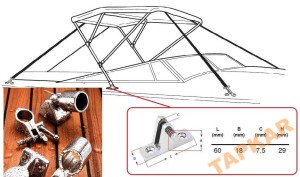PODSTAWA BIMINI  NA POKŁAD Z BOLCEM SPRĘŻYNĄ PIN