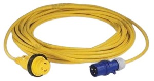 PRZEWÓD SIECIOWY DO ŁODZI 16A-220V 10M WTYCZKA PŁASKIE / OKRĄGŁE PINY