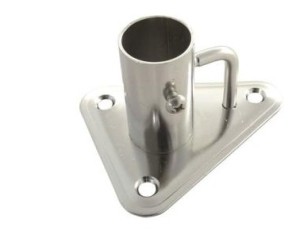  PODSTAWA 8360 GNIAZDO SŁUPKA RELINGU TRÓJKĄT INOX A4  90° FI 25mm