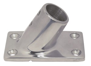 PODSTAWA SŁUPKA RELINGU 8204 60° PROSTOKĄT INOX A4  FI 22mm