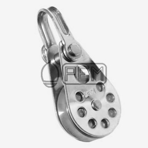 PEM 421MU BLOK POJEDYNCZY NIERDZEWNY A2 Z ROLKĄ MOSIĘŻNĄ I UCHEM BLOCZEK 